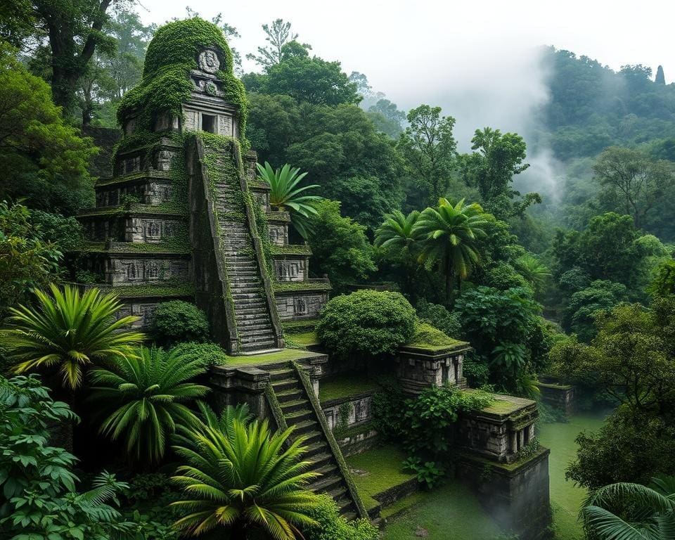 Reizen langs de ruïnes van de oude Maya-steden Reizen langs de ruïnes van de oude Maya-steden